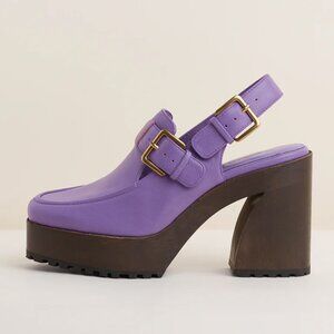 Charlotte Stone Josie Grape Purple Slingback Platform Heeled Clog 10